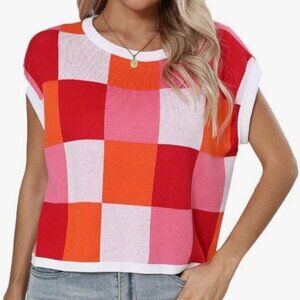 Pink & Orange Checkered Top